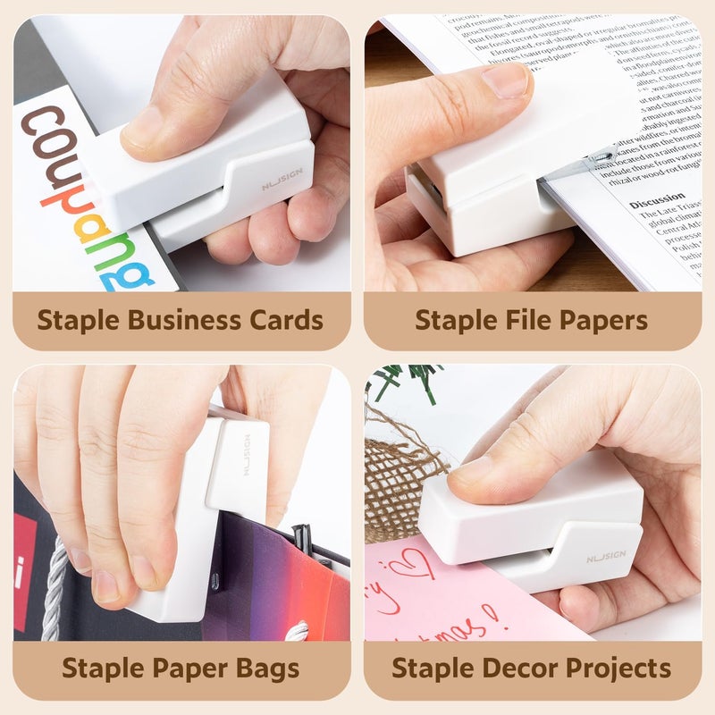 NUSIGN Mini Stapler with 830 Staples, Small Cute Desk Staplers, 25 Sheet Capacity, White - Image 5